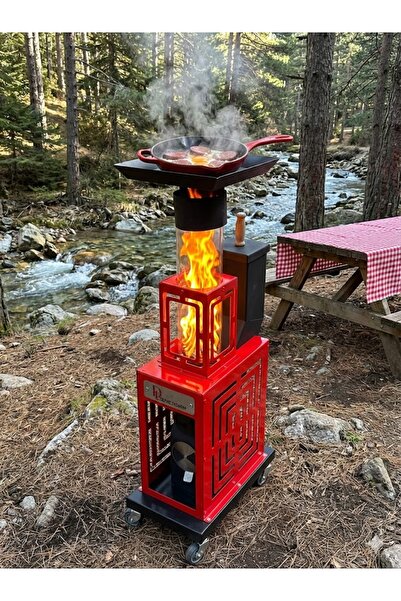DT DEFNE TASARIM Pelet Soba Roket Pelet Sobası Kasalı Muhafazalı Tekerlekli P...