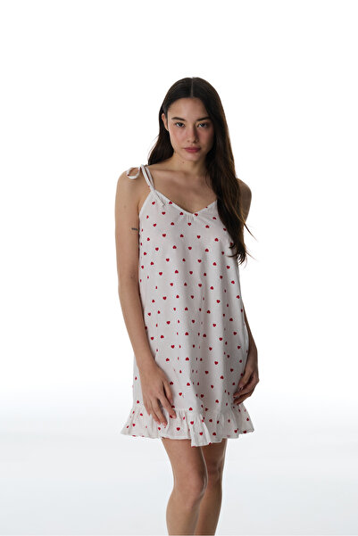 Penti Off-White Red Hearts Nightgown