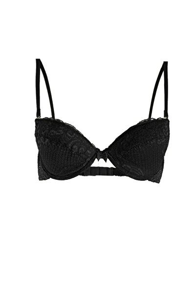 NBB Siyah Çıkarılabilir Destekli Dantel Detaylı Sütyen