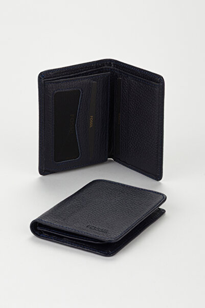 Fossil محفظة رجالية صغيرة من الجلد الطبيعي مع حامل بطاقات إضافي عمودي