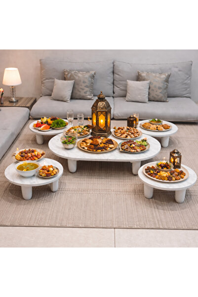 terndat طقم طاولات ارضي بيضاوي مع 4 خدمة