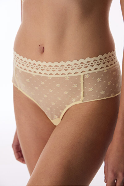 Penti Yellow Cheeky Lace Hipster Panties