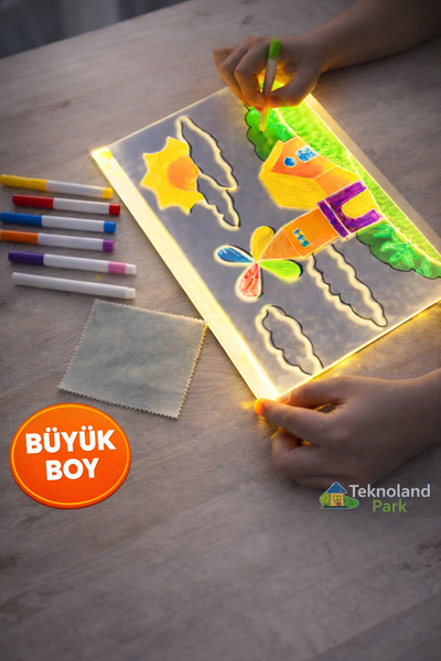 Teknoland Park LED Işıklı Çocuk Çizim ve Kopyalama Tahtası | Eğitici Yazı Tab...