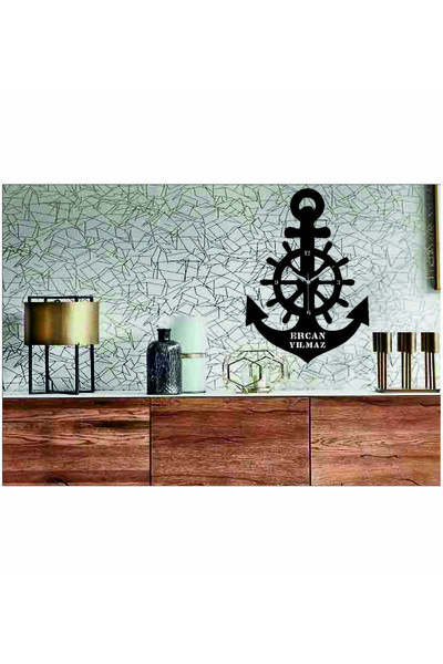 hediyelikevi Gemi Dümeni Ve Çapası Ahşap Duvar Saati