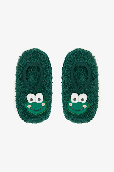 Penti Зелени момчешки пантофи с бродерия на жаба и неплъзгаща се подметка