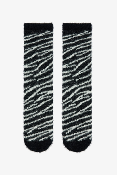 Penti Бели чорапи с зебра мотив за дома