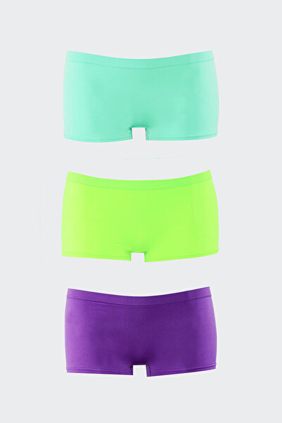 NBB نيون أرجواني أخضر فيروزي سلس 3 قطع سراويل شبكية