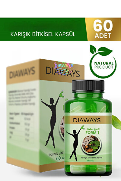 DİAWAYS Bitkisel Biberiye İçeren Takviye Gıda L- carnitine 60 Kapsül