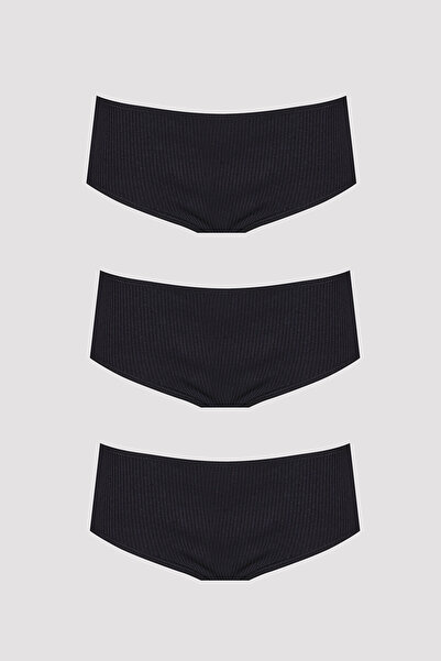 NBB Siyah 3lü Kaşkorse Yüksek Bel Külot