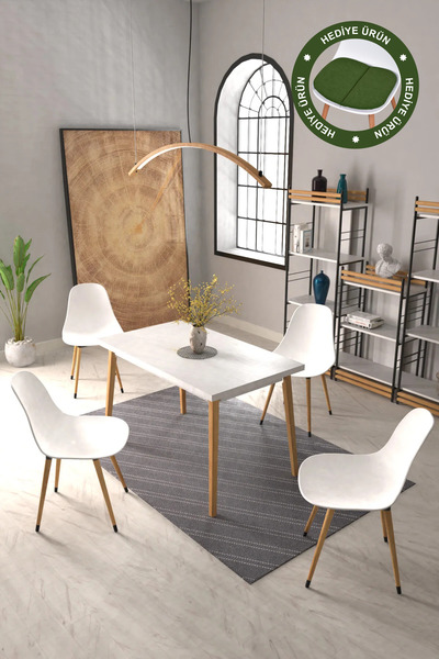 VİLİNZE Eames Sandalye Avanos Ahşap Mdf Mutfak Masası Takımı - 70x120 Cm