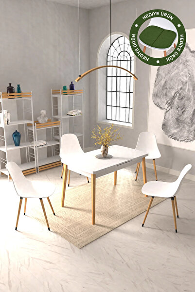 VİLİNZE Vilinze Eames Sandalye Avanos Ahşap MDF Açılır Mutfak Masası Takımı -...