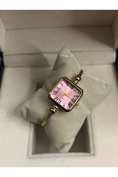 chaoyada Pembe Kelepçe Kordon Vintage Saat Hediye Kutusunda