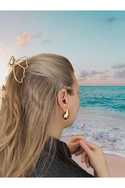 NFzzTakı Stainless Steel (316L) Gold Color Drop Model Trend Earrings