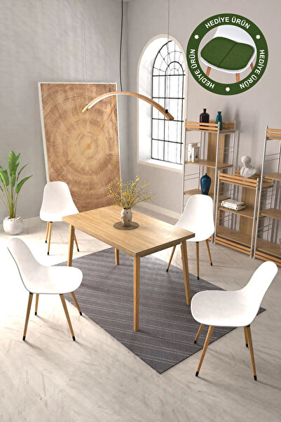 VİLİNZE Eames Sandalye Avanos Ahşap Mdf Mutfak Masası Takımı - 70x120 Cm