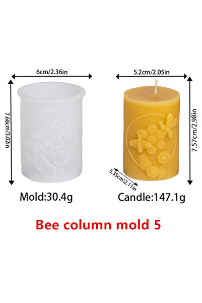 Choice قالب شموع سيليكون على شكل أسطوانة وعمود وزهرة النحل، 5 قطع، تصميمات شم...