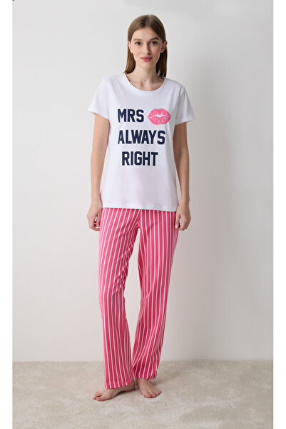 Penti Комплект бяла пижама Always Right Pants Optical - колекция Loves Paris