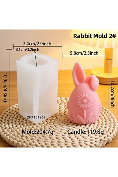 Choice قالب أرنب من السيليكون لصنع الشموع، قالب قابل لإعادة الاستخدام مع قشر ...