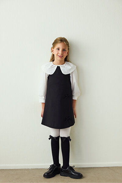 Penti Dievčenské čierne pančuchové nohavice Pretty Ribbon