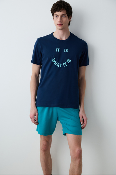 Penti Erkek Smiley Face Çok Renkli Şortlu Pijama Takımı