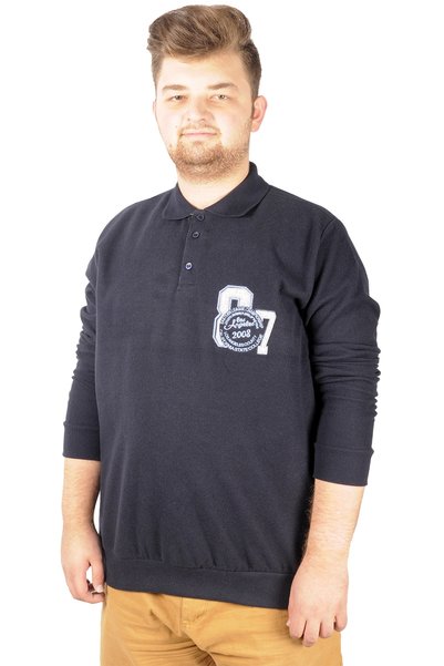 ModeXL Mode XL Men's Sweat Polo Recycle Selanik Losangeles B20420 Navy Blue