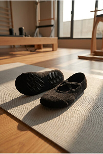 LYKOS 2 perechi de șosete negre profesionale anti-alunecare pentru Pilates, y...