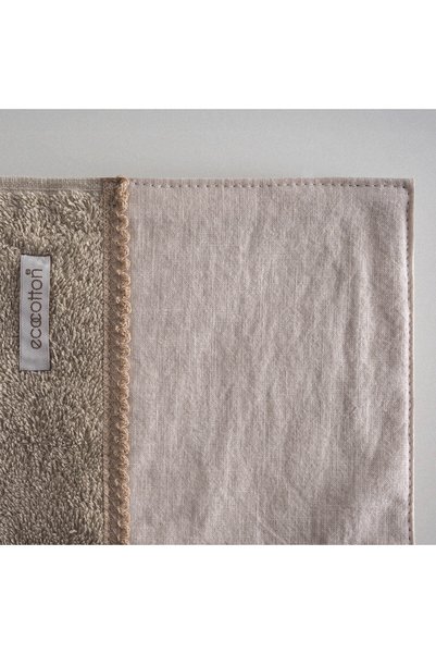 Ecocotton Fairy Tale Hand Face Towel 100% Organic Cotton Hand Embroidered Beige 50X90 cm