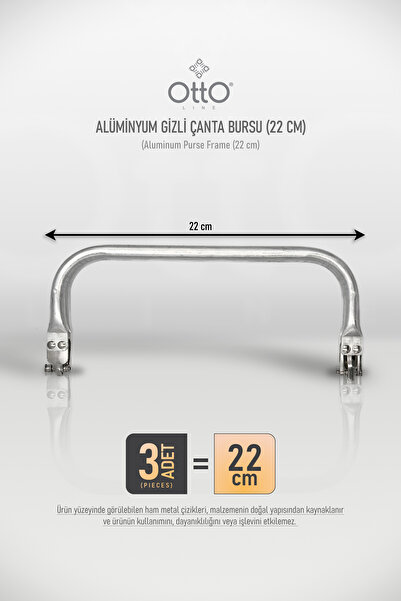 Otto Скрита метална скоба за чанта – 3 броя – 22 см – метална скоба за чанта,...