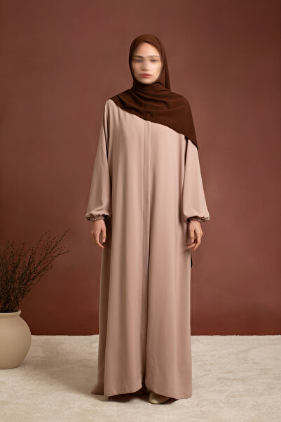 Lemaye Arya Ferace Tam Boy Fermuarlı Ferace - Taş