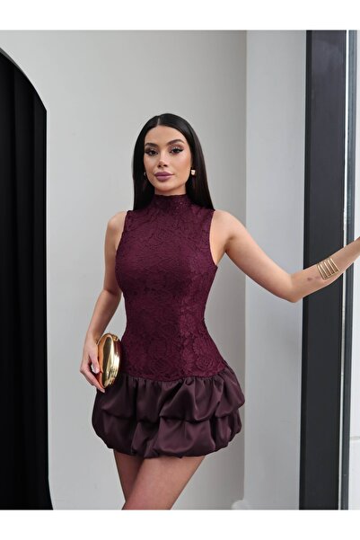 ESRAHELVACI Lace Detail Mini Dress with Shorts