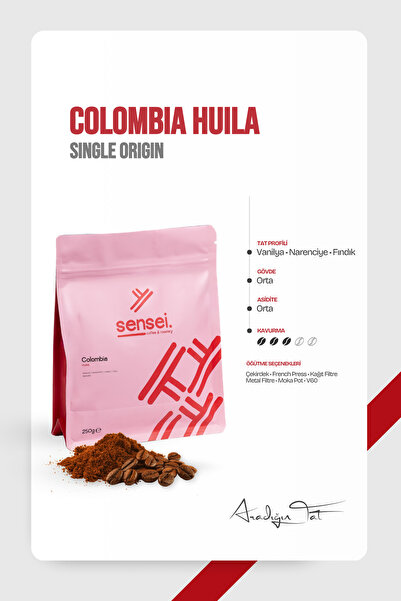 Sensei Coffee&Roastery Colombia Huila - Single Origin Kahve (Çekirdek) | Vani...