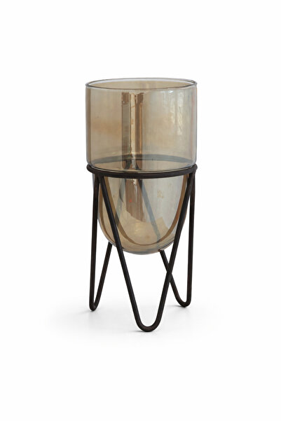 Warm Design Dekoratif Metal Standlı Cam Sütun Mumluk
