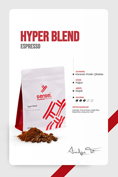 Sensei Coffee&Roastery Hyper Blend – Espresso Kahve (Çekirdek) | Orta-Koyu Ka...
