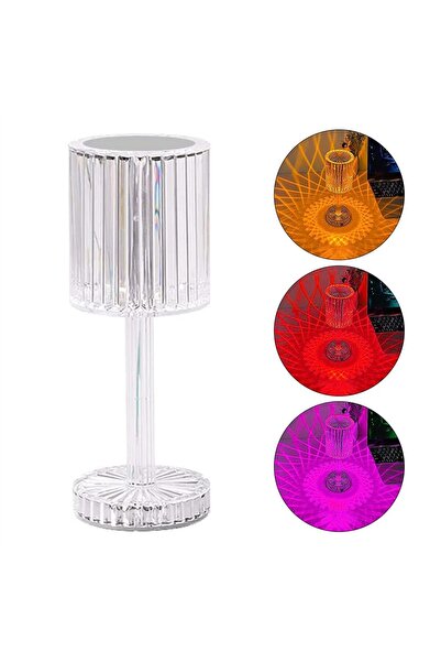 Powermaster HA-1788 Dekoratif RGB LED'li Ambiyans Masa Gece Lambası Şarjlı Do...