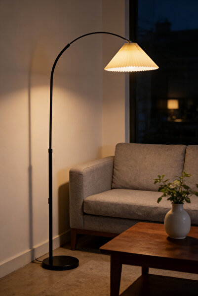 Generic مصباح أرضي مقوس بتقنية LED، مصباح ثلاثي الألوان، طول قابل للتعديل، قا...