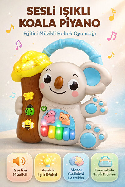 YILDIRIM OYUNCAK Sesli Işıklı Müzikli Koala Bebek Piyanosu - Müzikli Işıklı B...