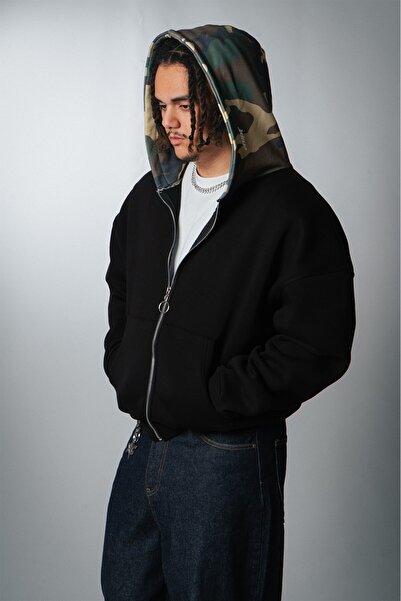 Crupt Studio Black Hidden Camouflage Men's Zip Hoodie