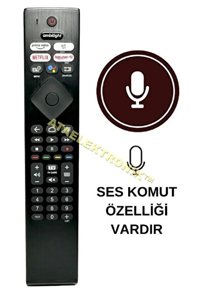 ATA ELEKTRONİK PHılıps Uyumlu SESLİ KOMUT Akıllı Led Tv Kumanda 55pus7304 Kum...