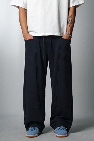 GRJ denim بنطلون رياضي رجالي فضفاض باللون الأزرق الداكن من مونو ستروكت