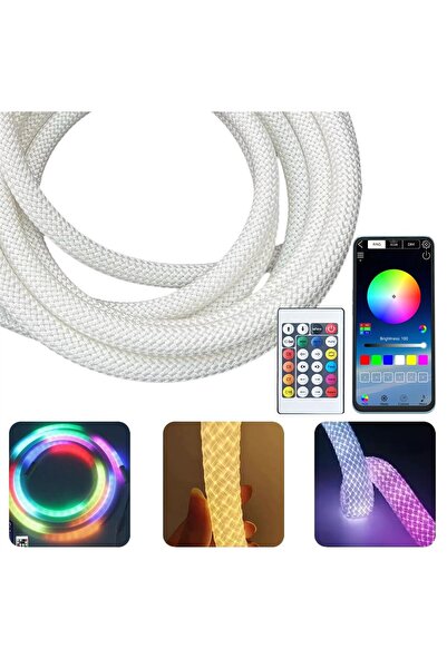 Powermaster PM-26417 Animasyonlu Bluetooth Neon RGB Kumaş Örgülü Hortum Led 5...