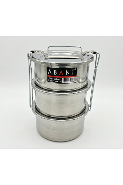 Abant Sefer Tası 12x6 3'lü Yemek Kabı Paslanmaz Çelik