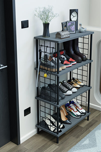 BARIN DESIGN 4 Katlı Metal Telli Ayakkabılık – Çevir Kur Sistemli Çok Katlı P...