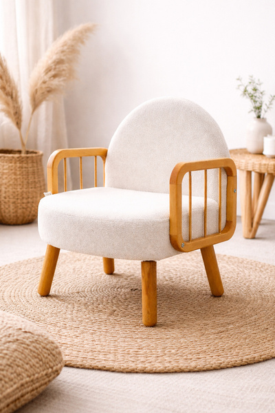 Zem Tosca Bohem Berjer Natürel Ahşap, Kırık Beyaz