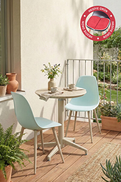 VİLİNZE Tilia Plastik Bahçe Balkon Bistro Seti Katlanır Masa 60*60 cm