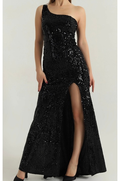 PATİSPANYA Trend Kadife Pullu Elbisee lüx