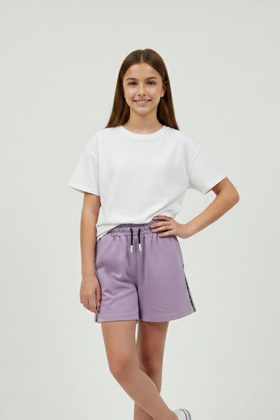 NEWKİDS Κοριτσίστικο σορτς από 100% βαμβάκι με ρίγες στο πλάι