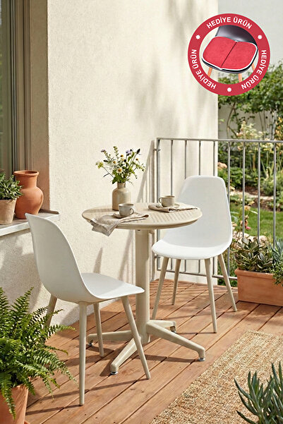 VİLİNZE Tilia Plastik Bahçe Balkon Bistro Seti Katlanır Masa 60*60 cm