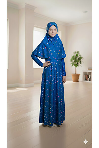 medipek Girl's Patterned Prayer Dress Lycra Flexible Printed Fabric