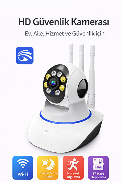BLUE İNTER Cmr 5 Kablosuz Wifi Ip Kamera 1080p Full Hd 3 Mp Hareketli Kamera ...