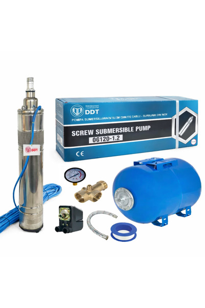 DDT Kit pompă de presiune 50L cu 1 pompă de apă submersibilă, QGD120, oțel in...