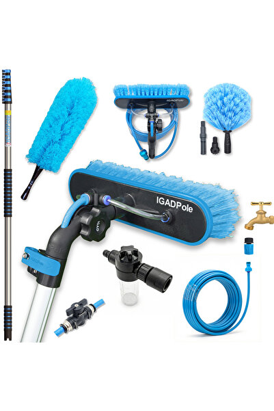 IGADPole Kit Spalare Ferestre 9m: Perie alimentata cu Apa, Perie Panze Paianj...